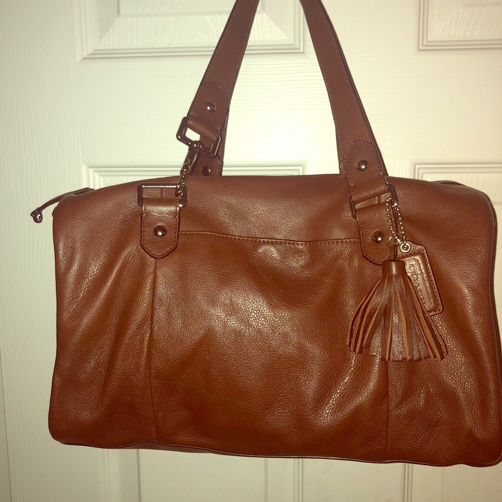 Brown / luggage /walnut leather coach satchel